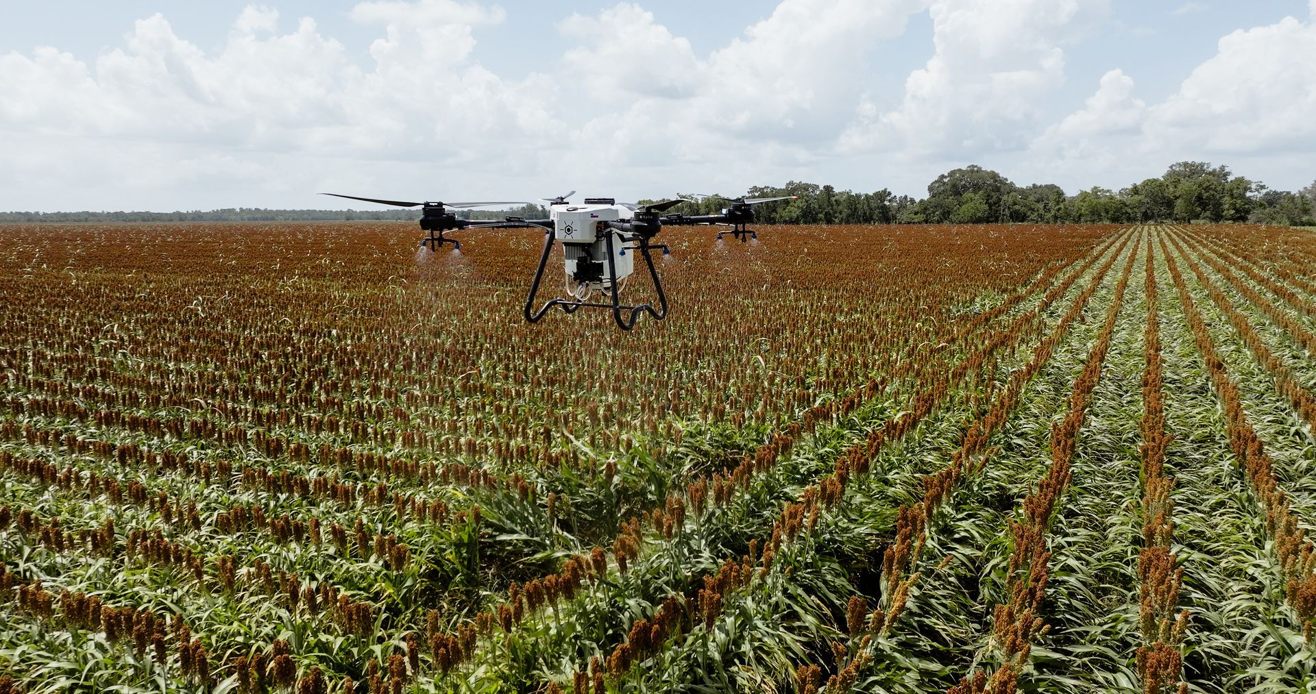 Hylio Ares Drone Spraying Crop