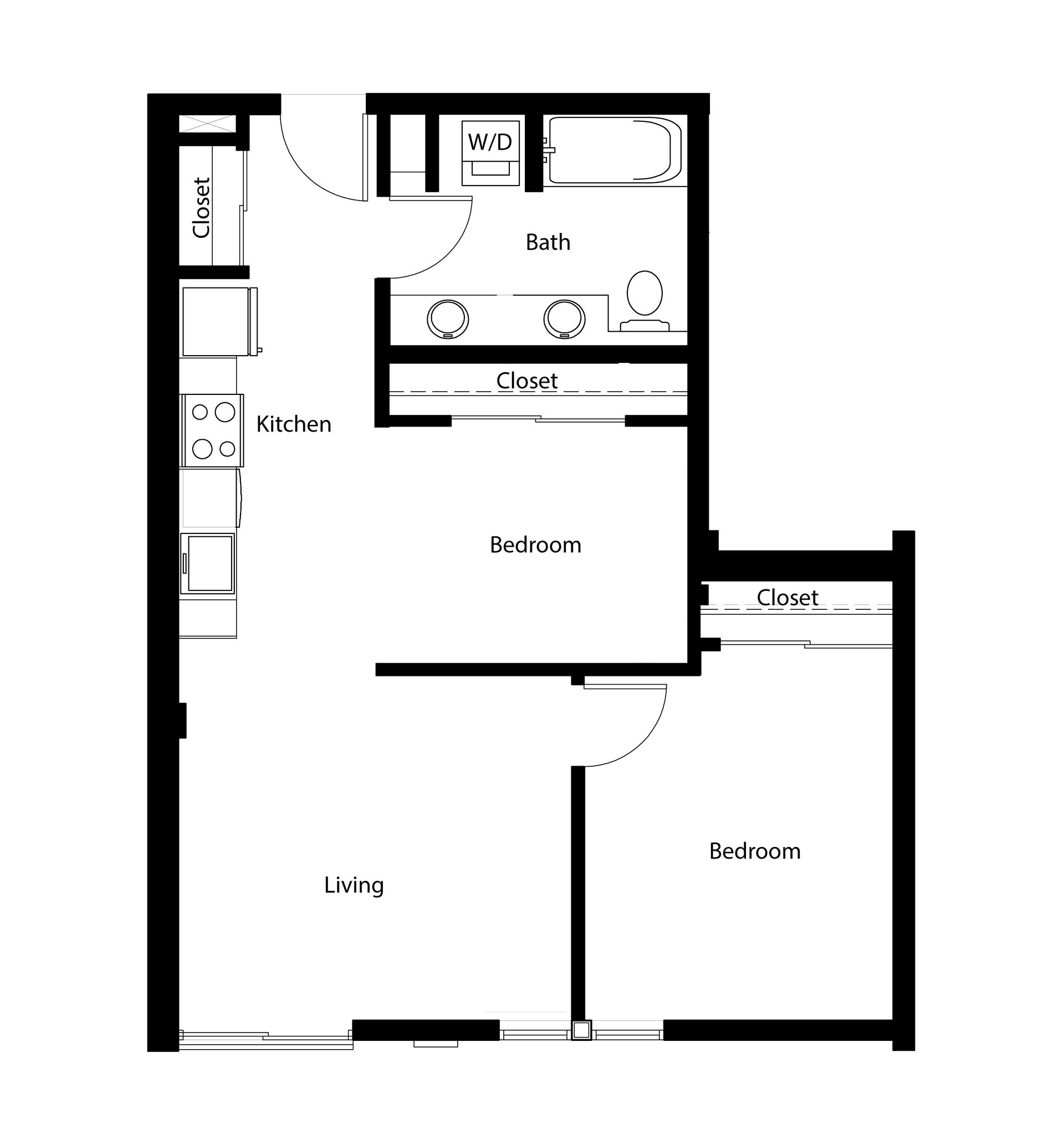 Floor Plan for a 2x1