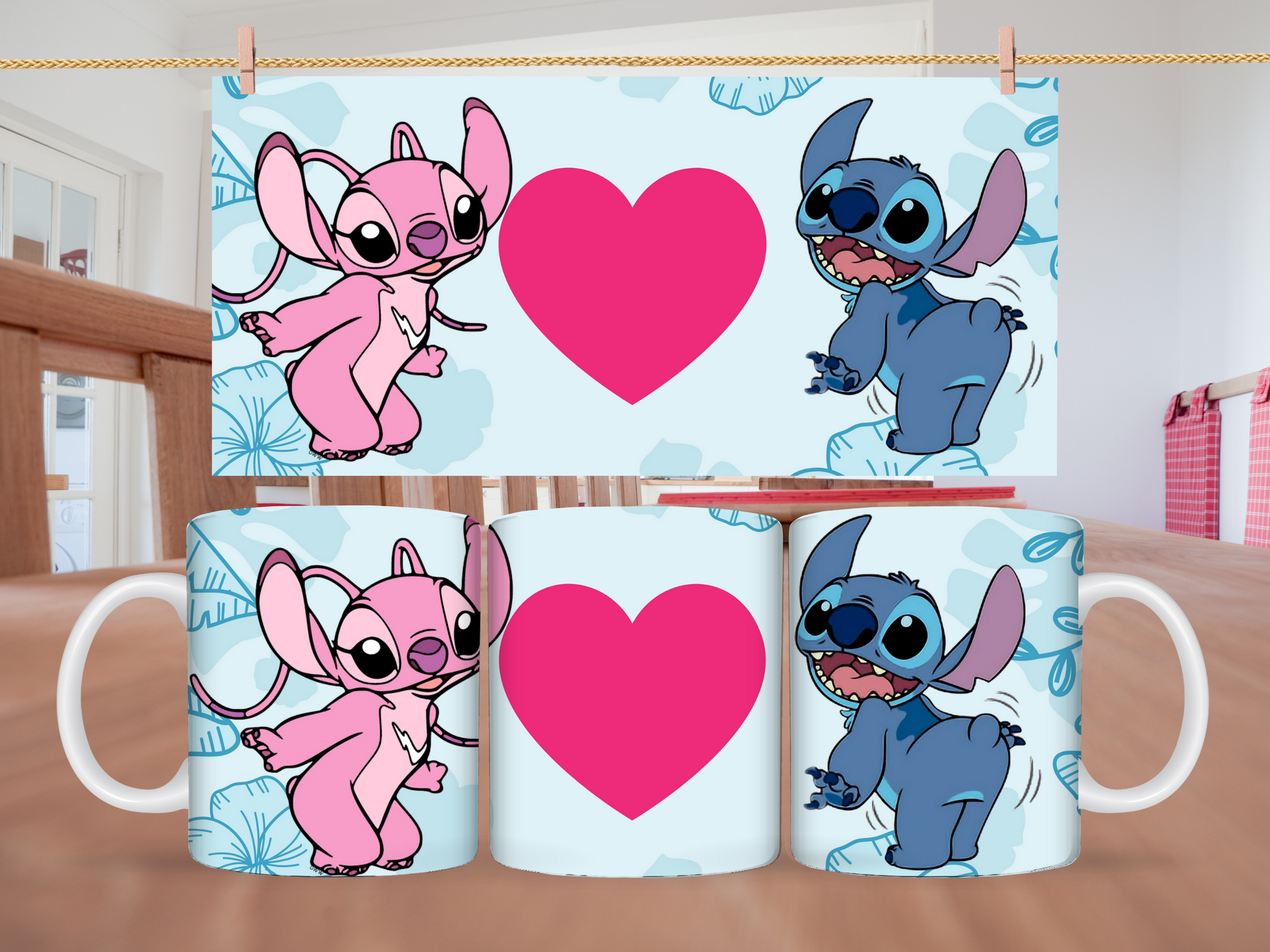 11oz Lilo & Stitch Pink Heart Mug