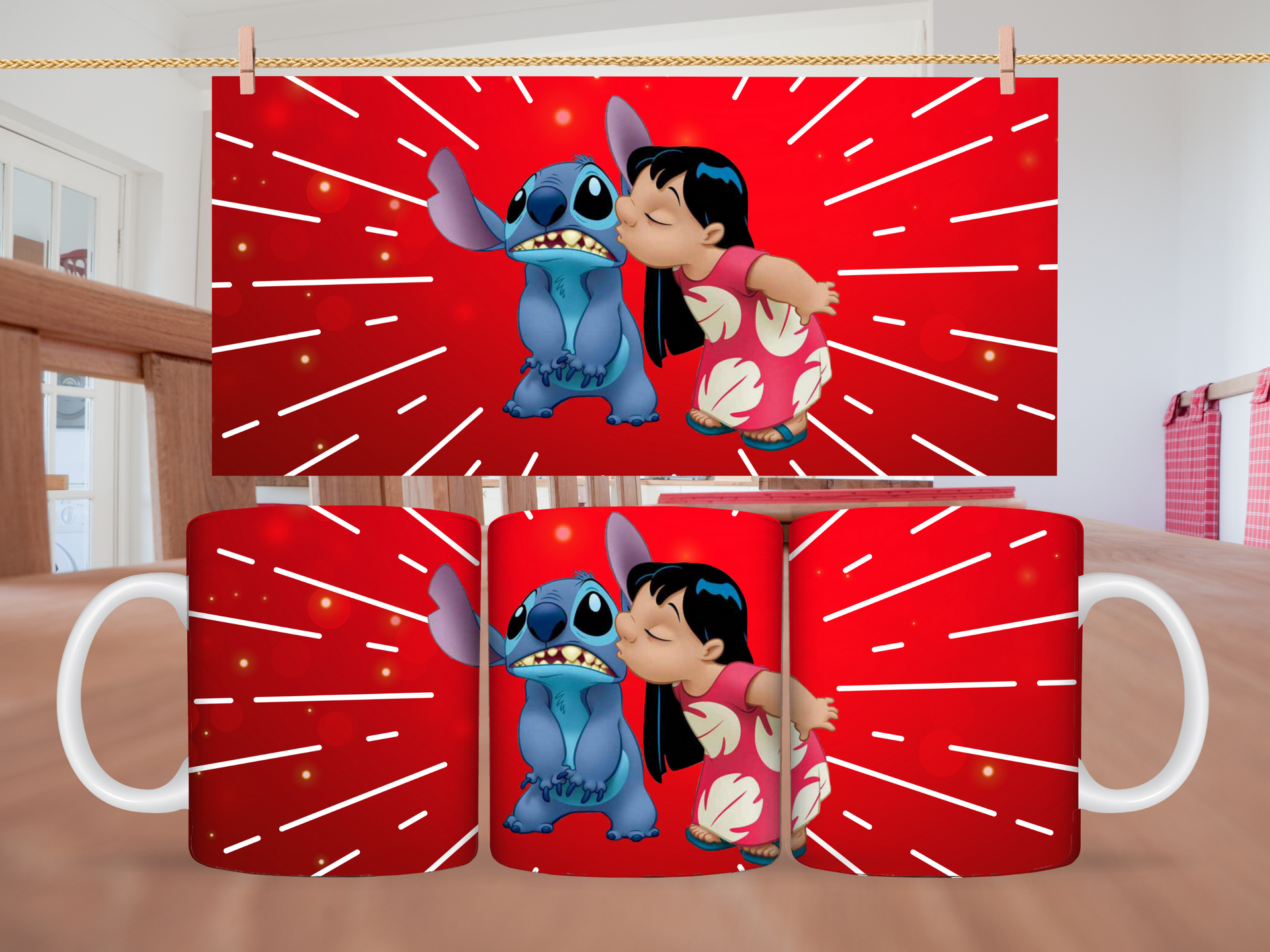 11oz Lilo & Stitch Red Background Mug