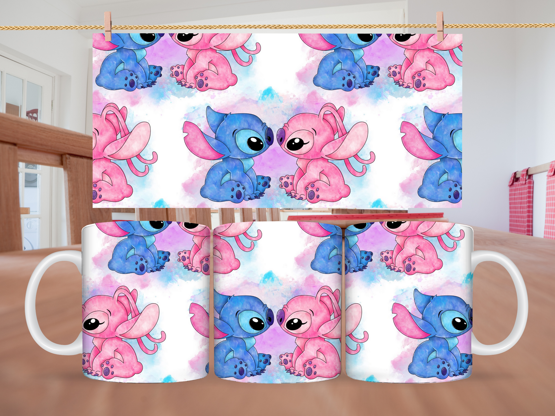 11oz Pink Blue Stitch Mug