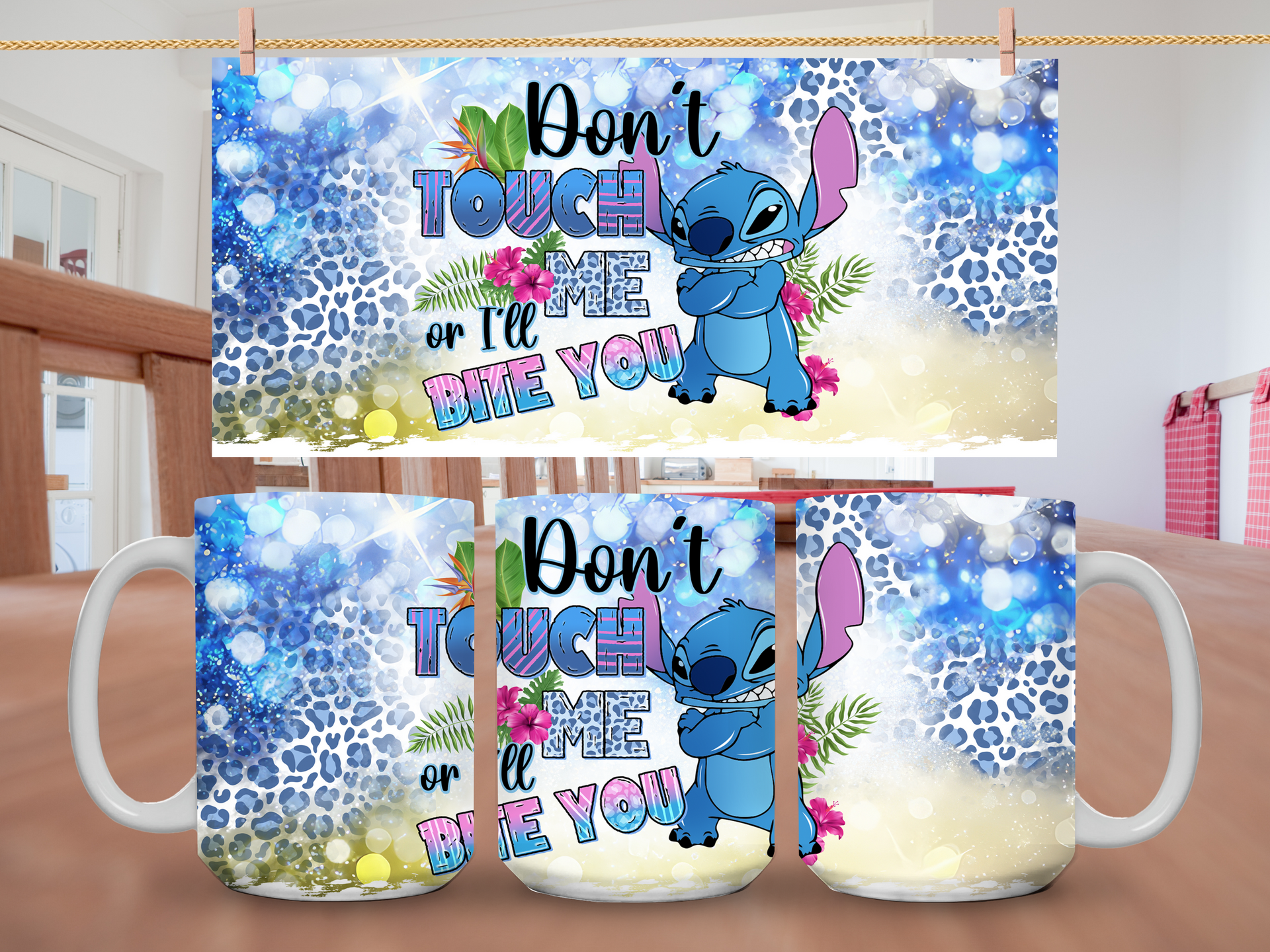 15oz Stitch Don't Touch me or I'll Bite You Mug