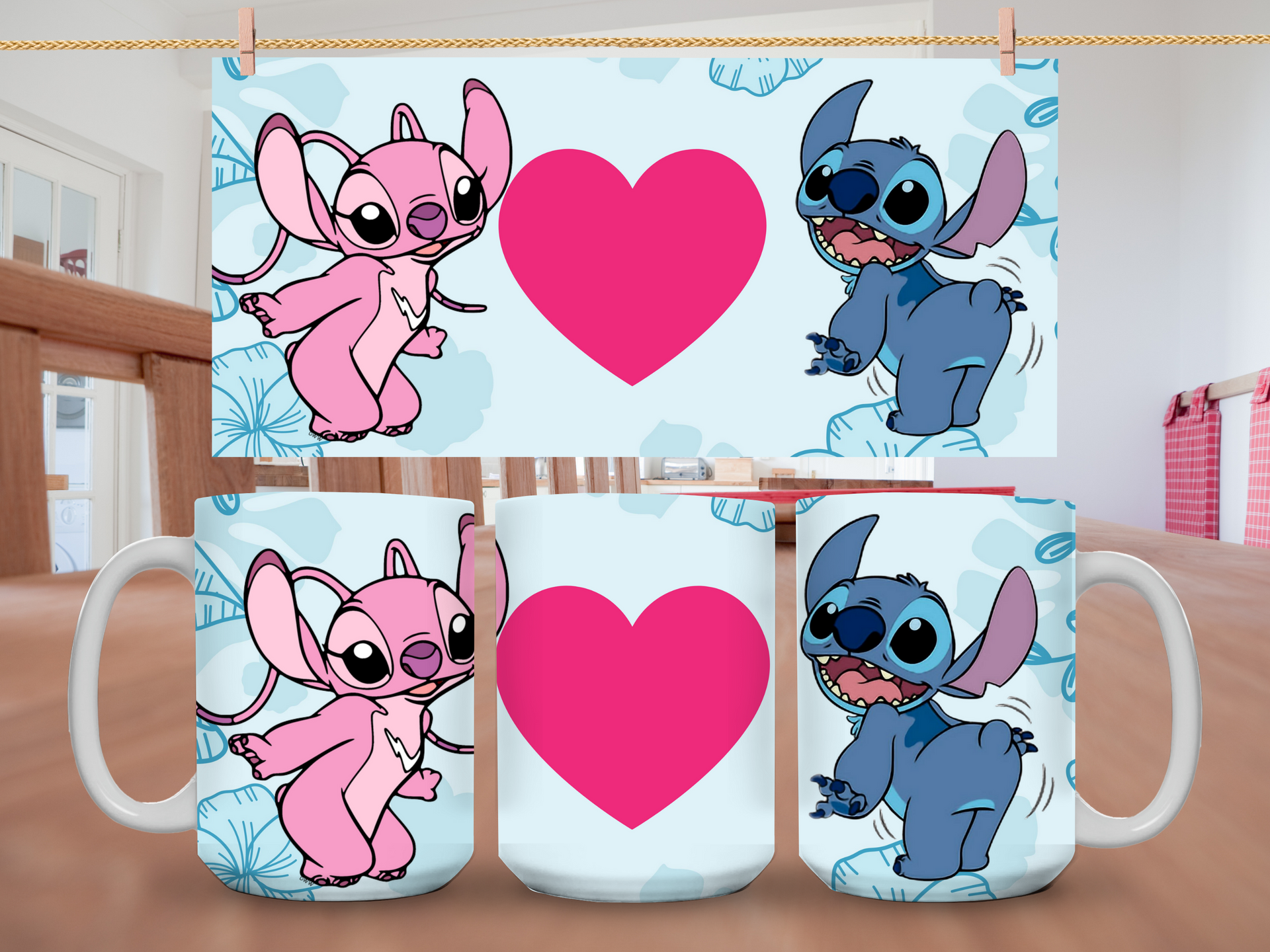 15oz Lilo & Stitch Pink Heart Mug