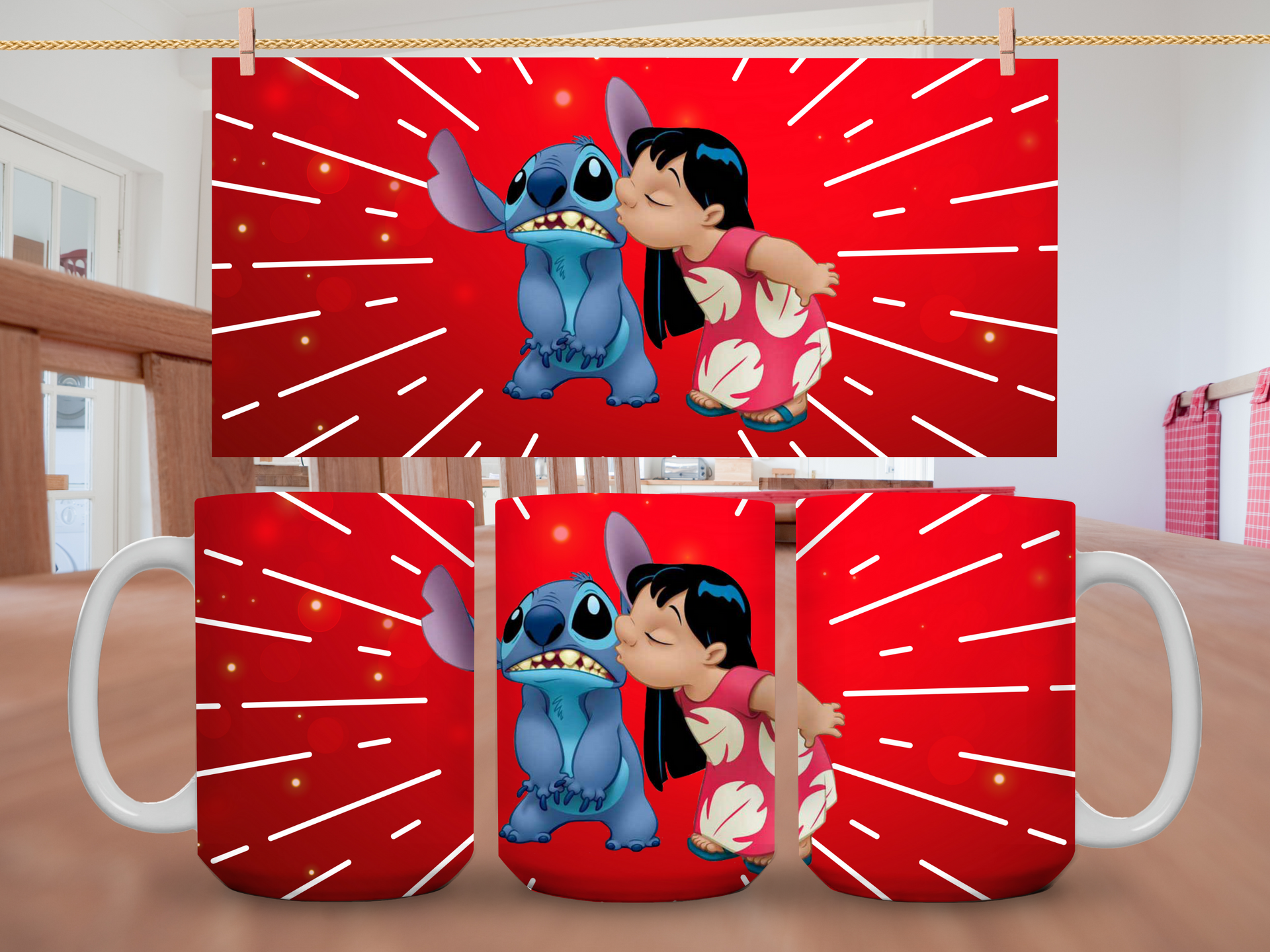 15oz Lilo & Stitch Red Background Mug
