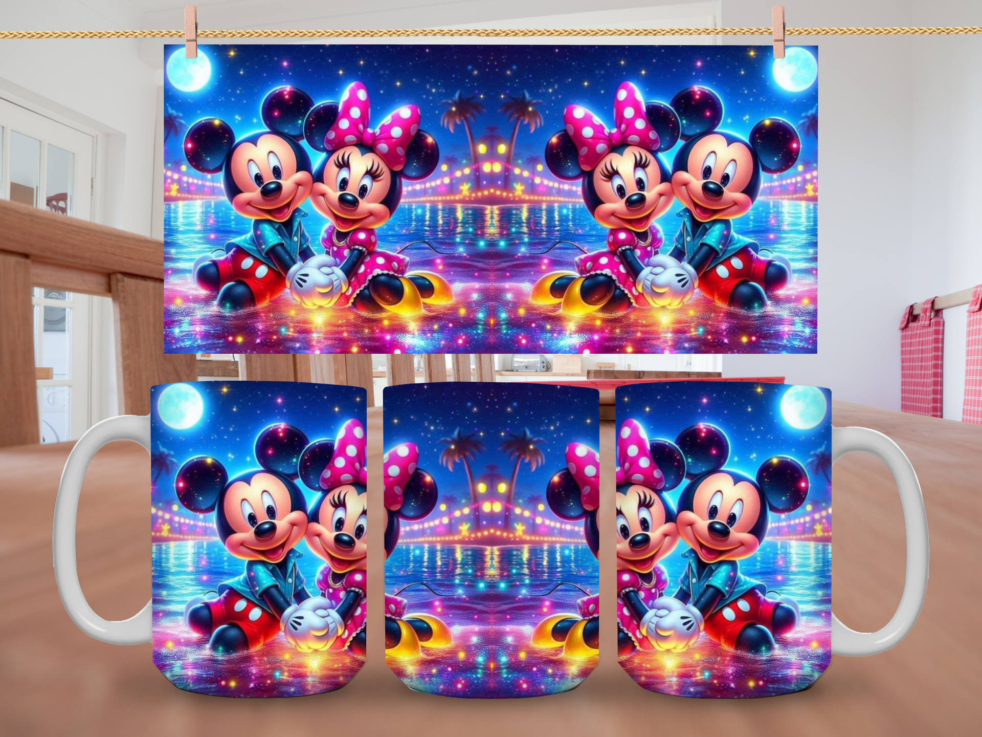 15oz Mickey & Minnie Neon Mug