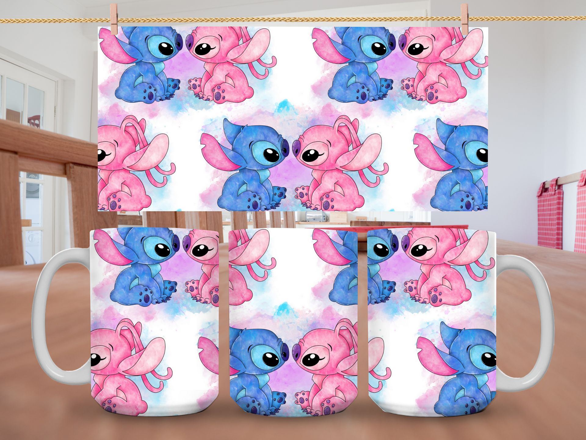 15oz Pink Blue Stitch Mug