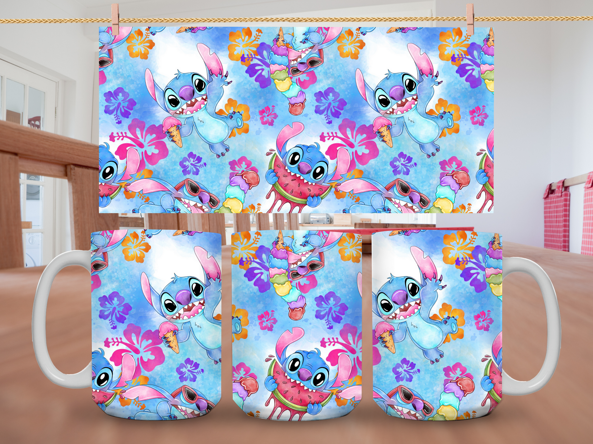 15oz Stitch Bow Ice-Cream & Watermelon Mug