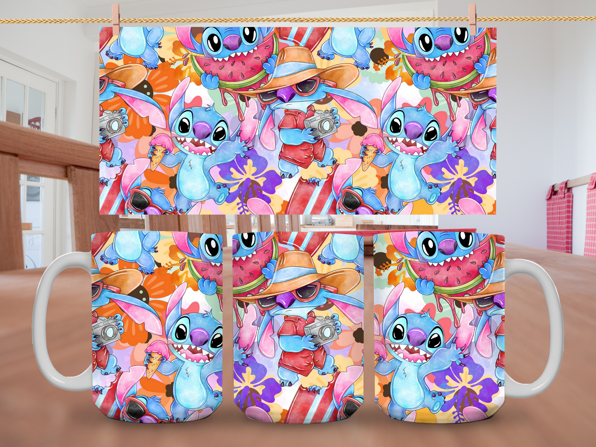 15oz Stitch Camera & Watermelon Mug