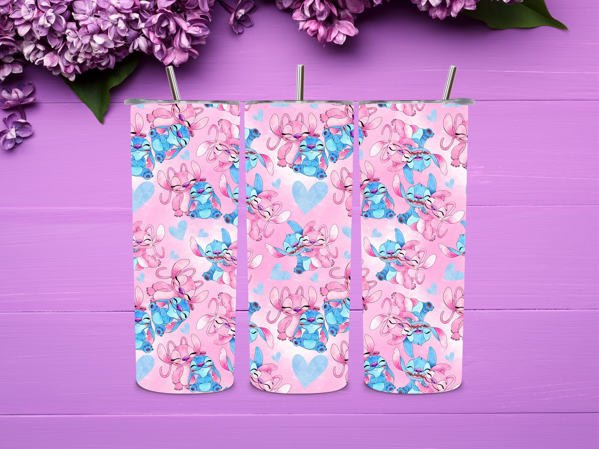 20oz Pink-Blue-Mini's Stitch Tumbler