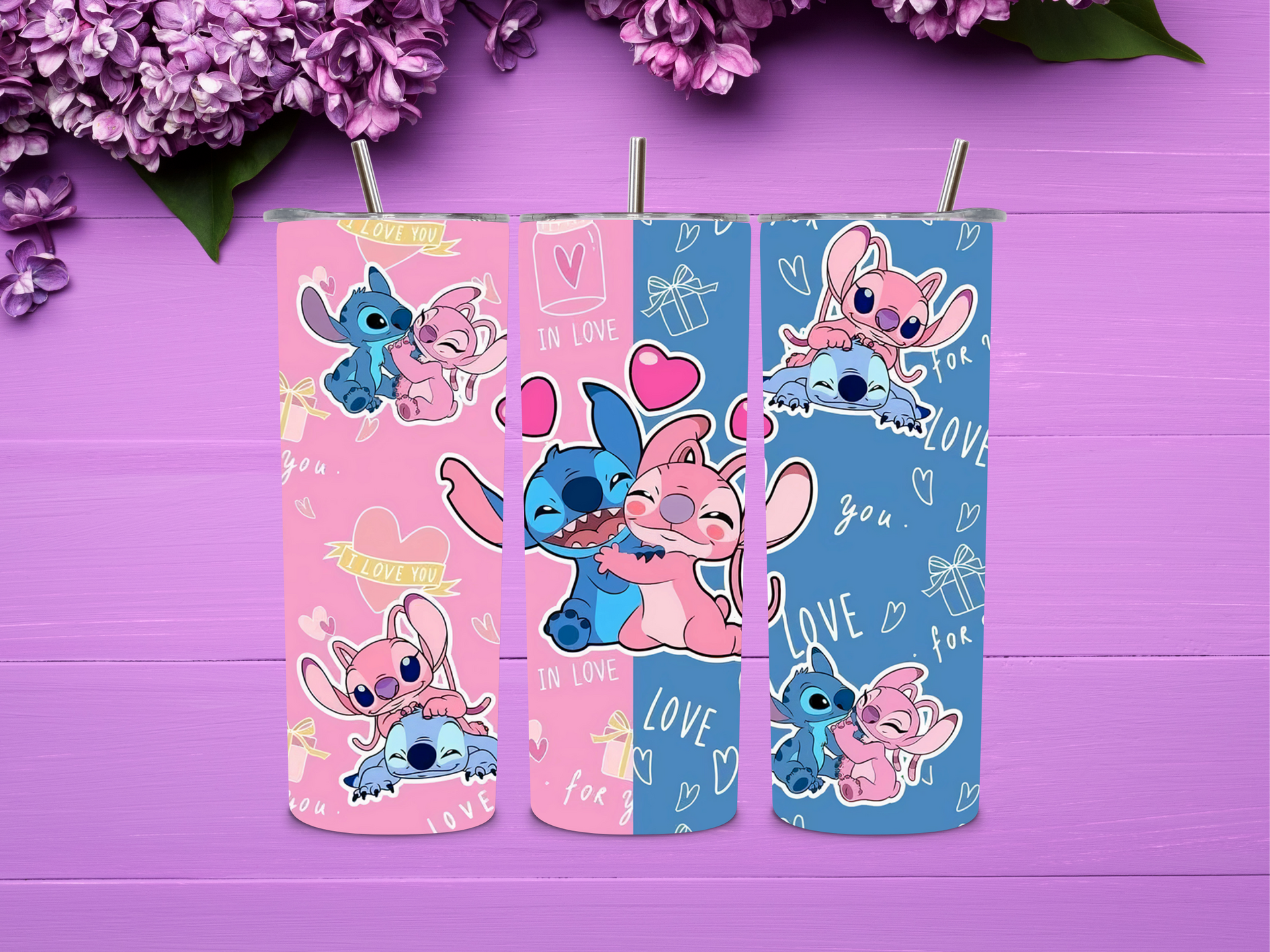 20oz Pink-Blue Stitch Tumbler