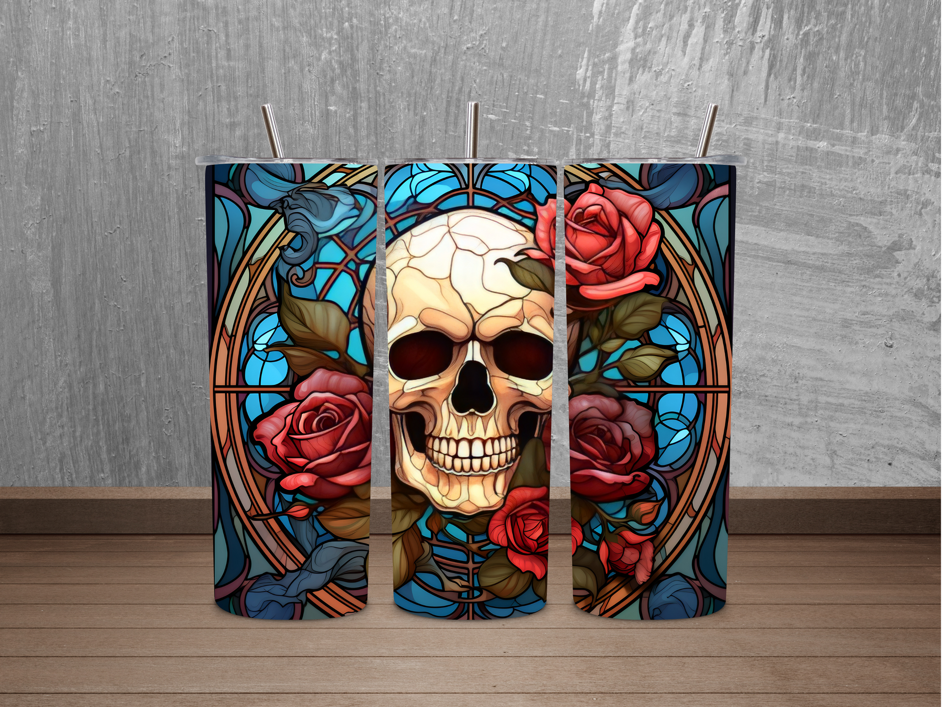20oz Stained Glass Skull Tumbler