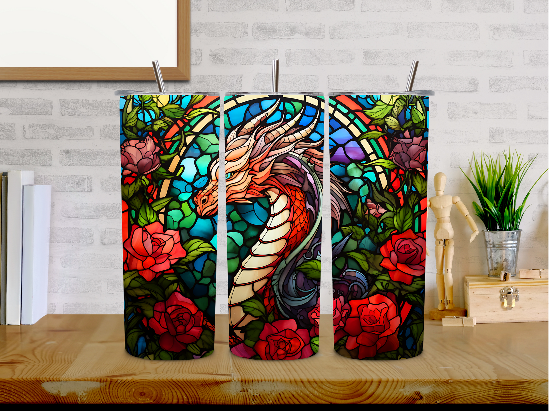 20oz Stained Glass Dragon Tumbler