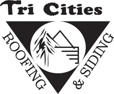 Tri Cities Roofing & Siding logo with roof and house graphic in black and white