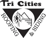 Tri Cities Roofing & Siding logo with roof and house graphic in black and white