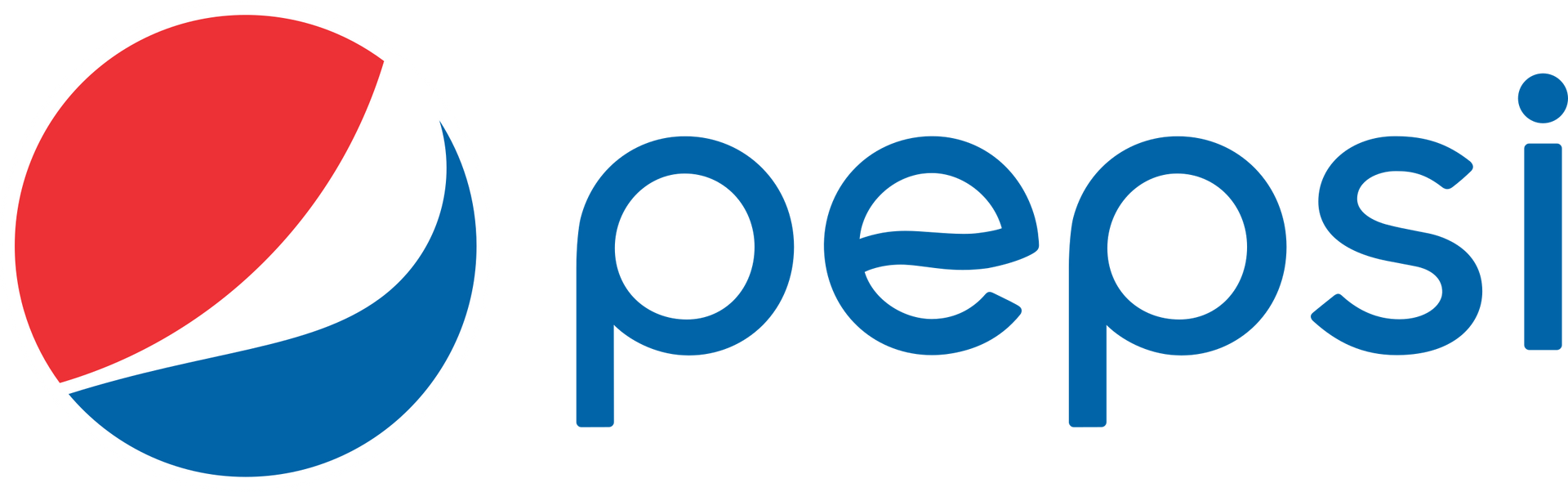 Pepsi logo: A red and blue globe-like design with the word 