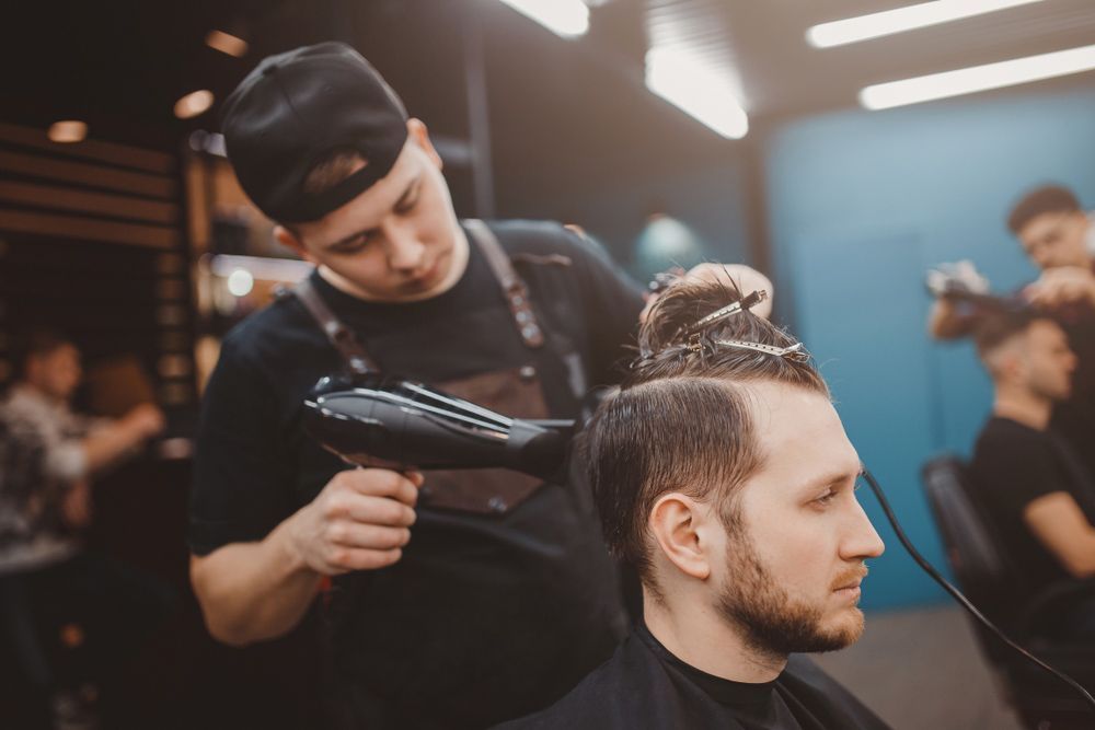 Barber With A Hair Blower — Bermann Barbershop In Casey, ACT