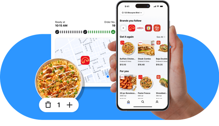 Man holding laptop viewing Olo's new AI features