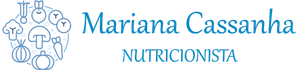 Logotipo com texto azul: