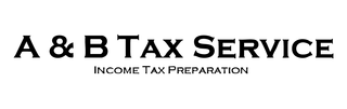 The logo for a & b tax service income tax preparation