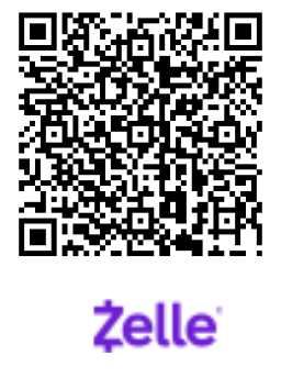 A qr code for zelle is shown on a white background.