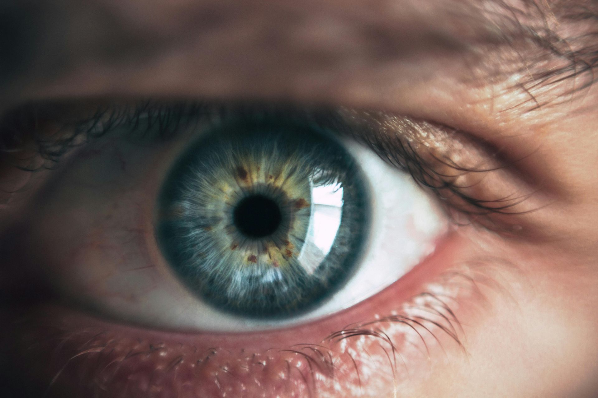 Close up of a surveillance operators eye