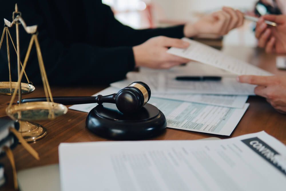 Businessman and Lawyer Discussing Contract — Lawyer in Lockhart