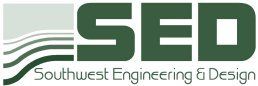 SED logo with green letters and a stylized wavy design and text “Southwest Engineering & Design”.