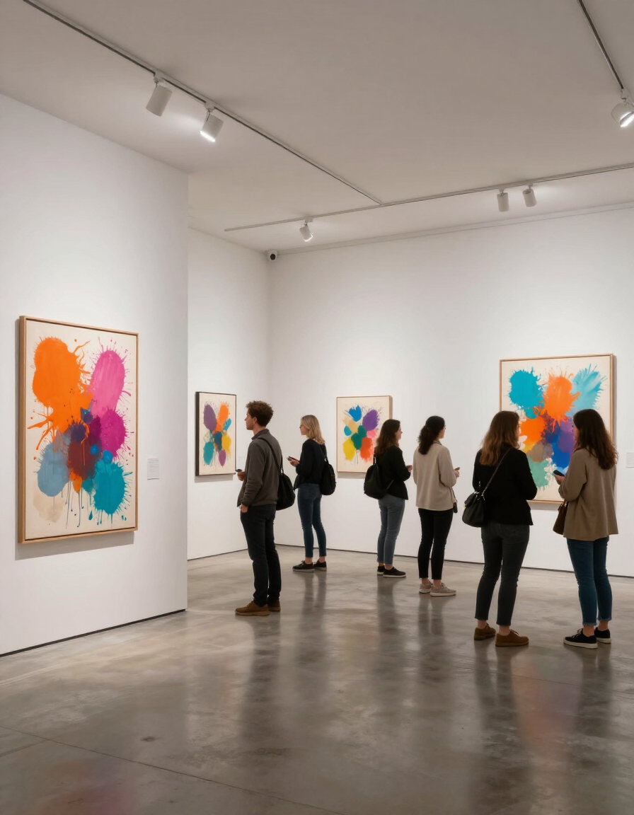 Art Expo Atlanta gallery interior with artists and collectors