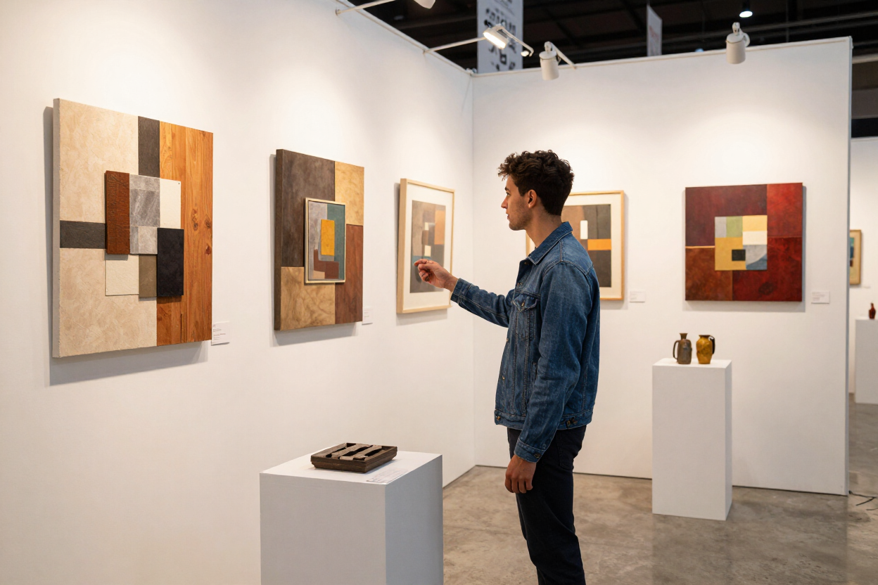 Artist at art fair booth
