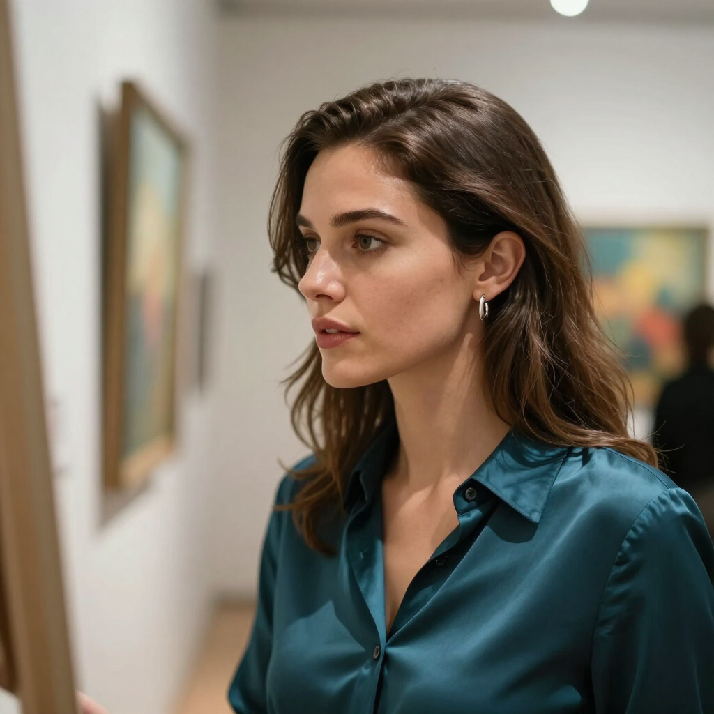 Woman at art expo