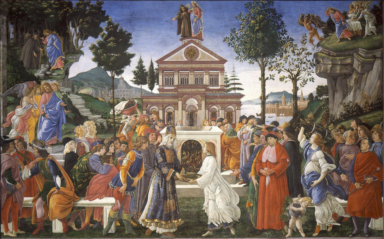 This is a painting by Sandro Botticelli titled ‘The Three Temptations of Christ’ (1481-82)