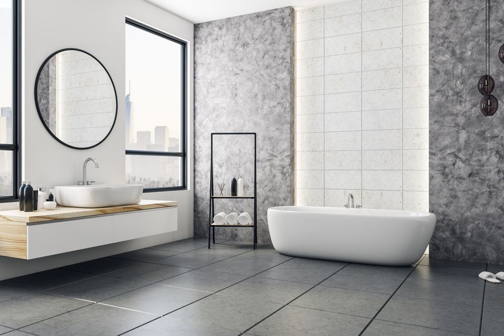 Modern Bathroom With Floating Vanity — Brayden Stewart Building In Forster, NSW