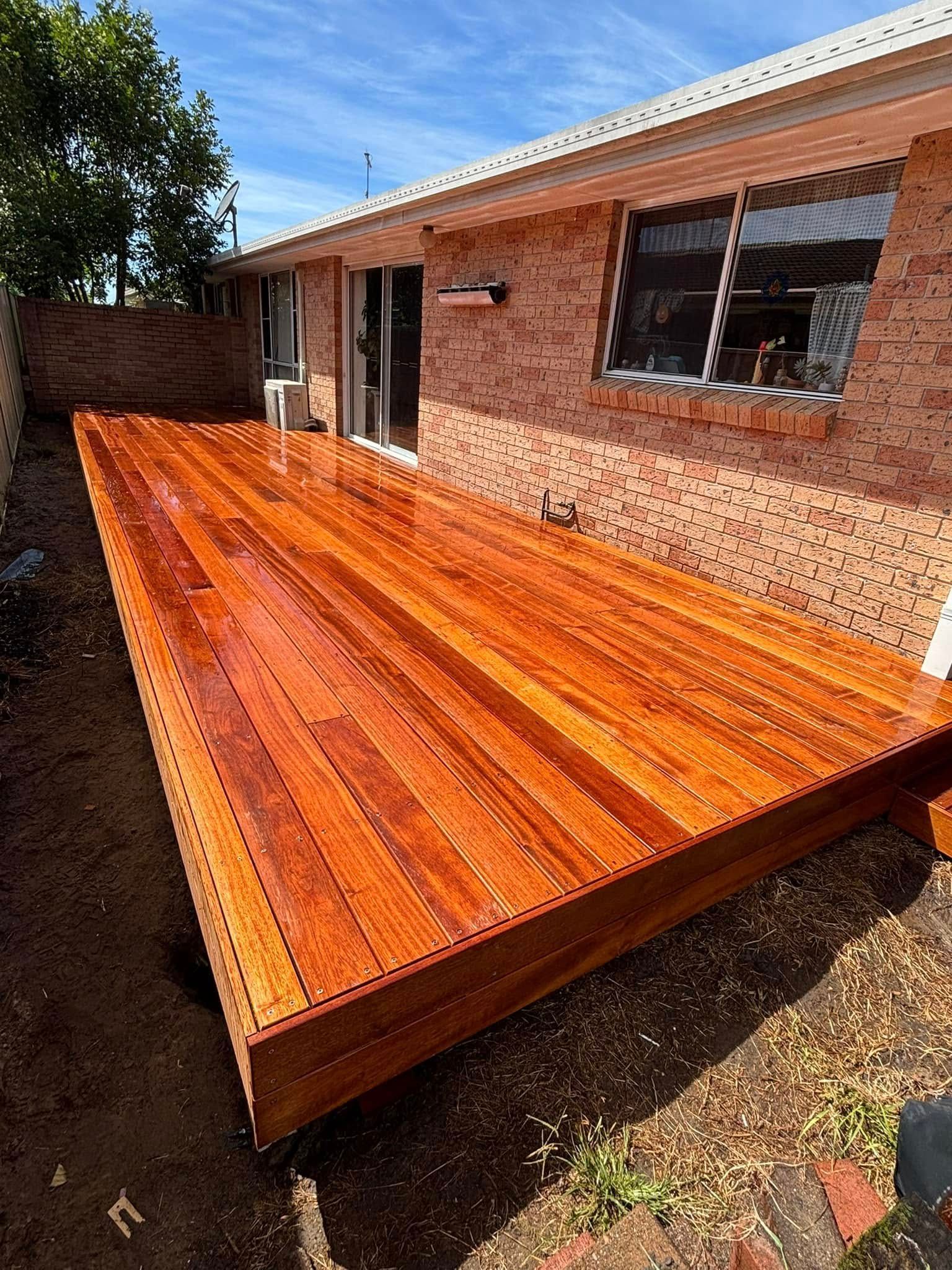 Newly Constructed, Stained Wooden Deck — Brayden Stewart Building In Tuncurry, NSW