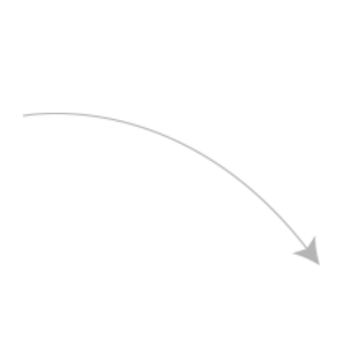 A gray arrow pointing down on a white background.