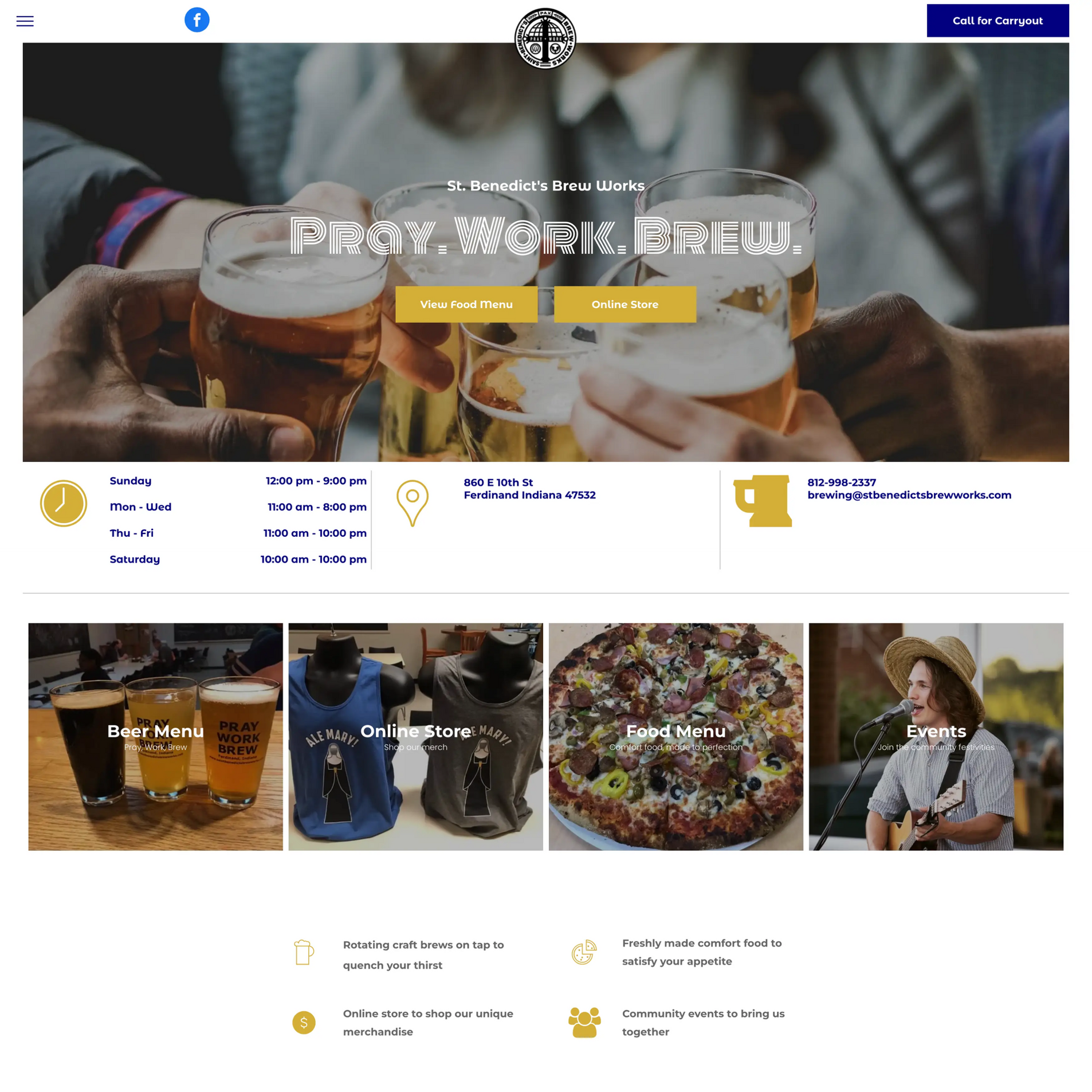 A website called food made with love in the heart of downtown red bud