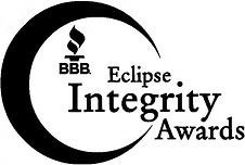 Black and white logo featuring the BBB torch symbol inside a crescent shape, with the text