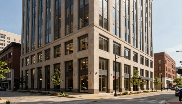 Commercial office building exterior in Kansas City