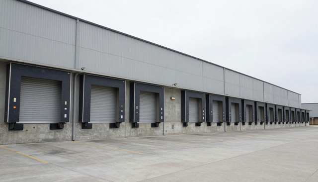 Industrial warehouse with loading docks