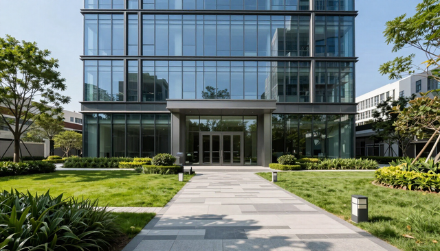Professional office building with landscaped entry