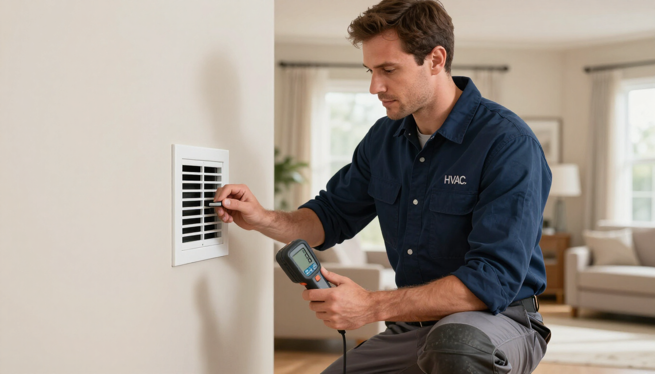 Technician checking airflow