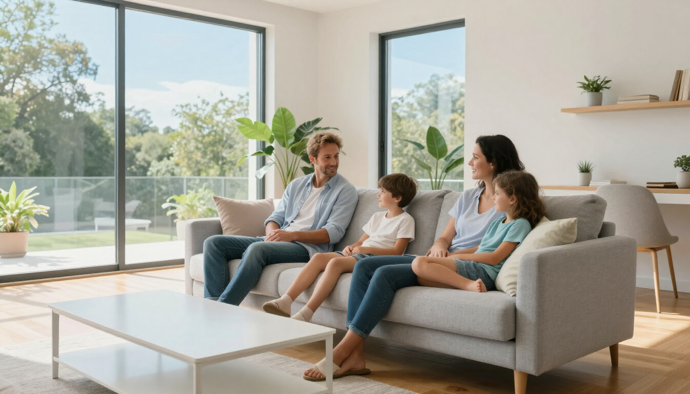Family enjoying a cool home