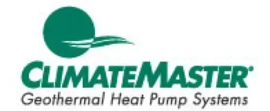 ClimateMaster logo with green stylized sun and wave, text “Geothermal Heat Pump Systems”