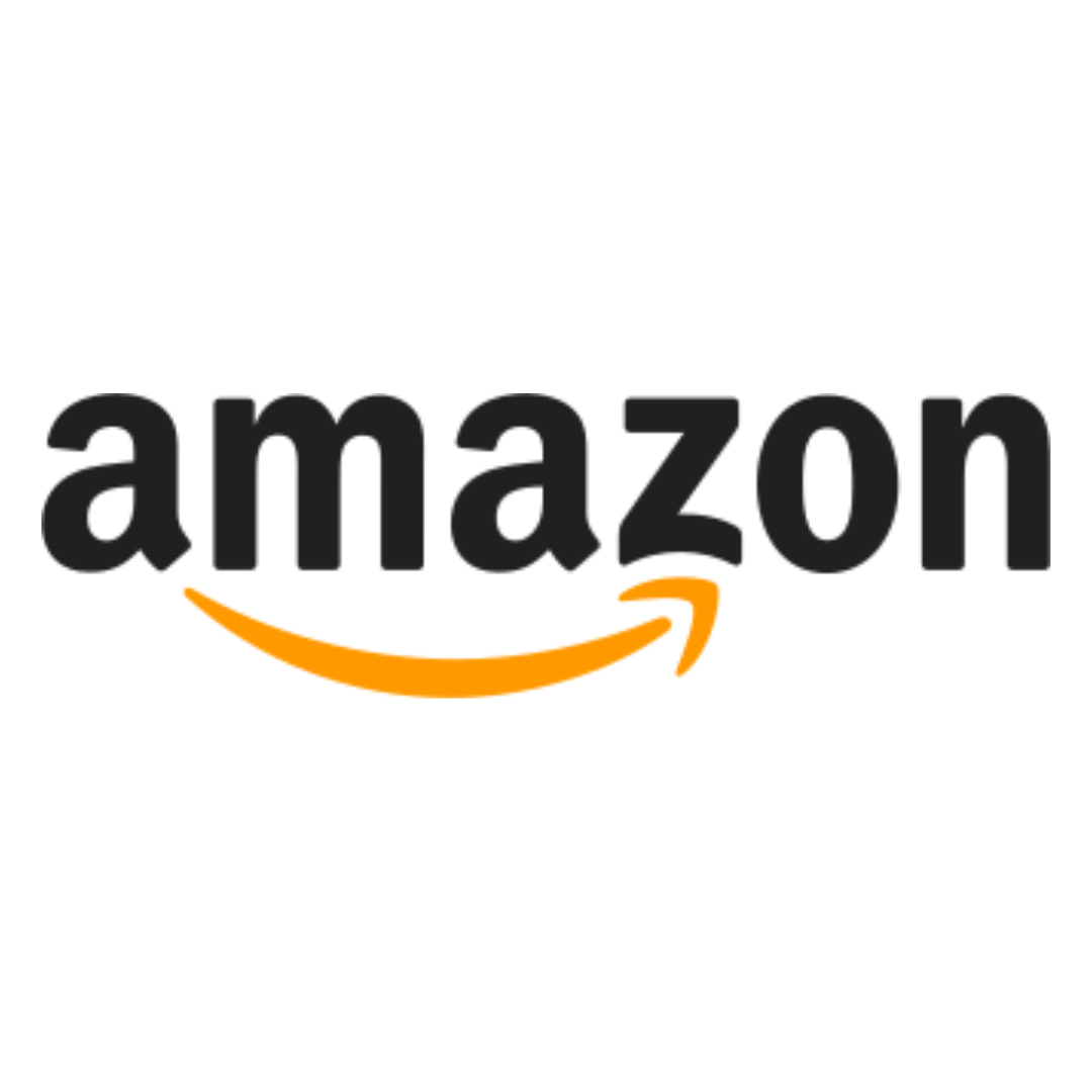 Amazon logo: Black text with a yellow smile-arrow underneath.