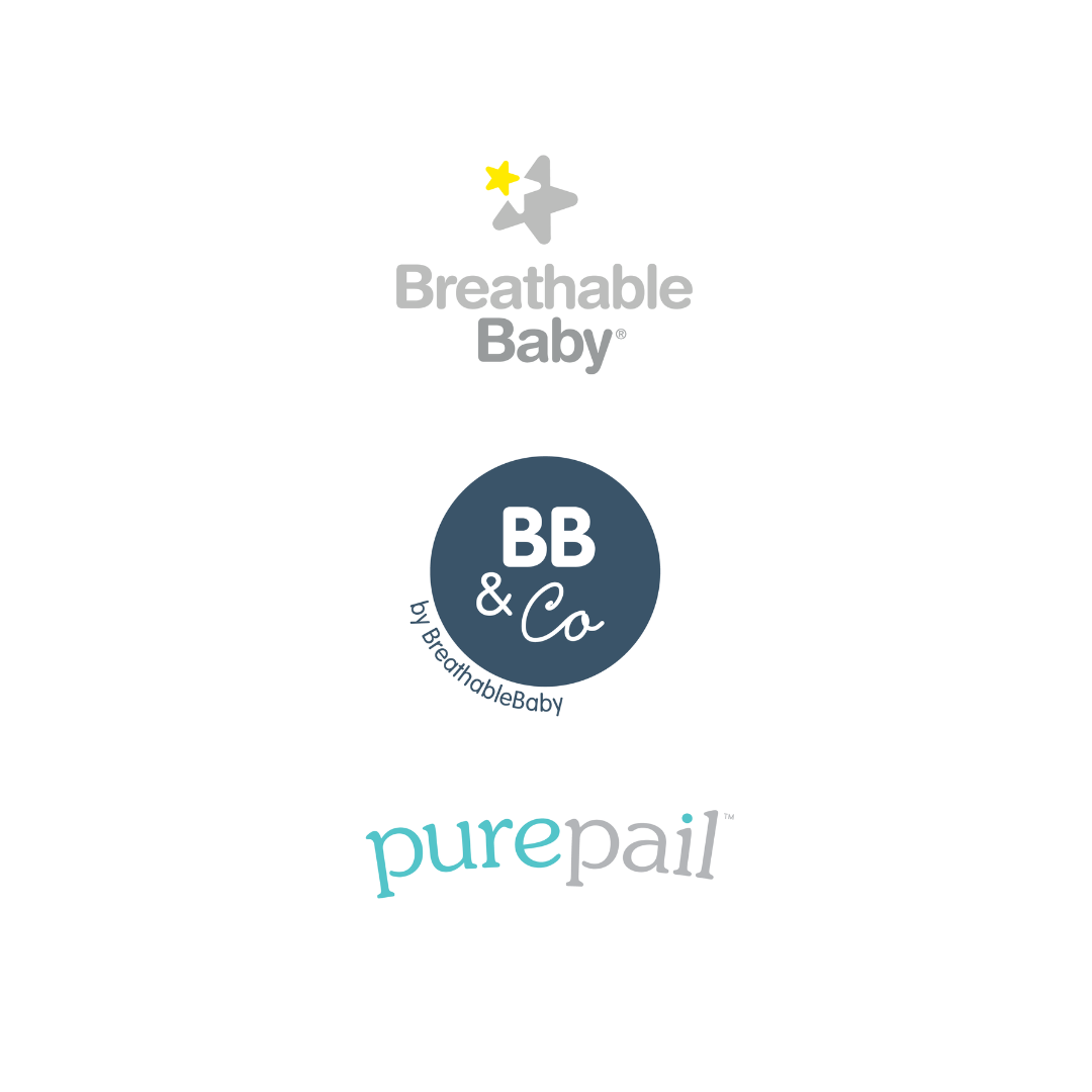 Logos for BreathableBaby, BB & Co, and pure pail.