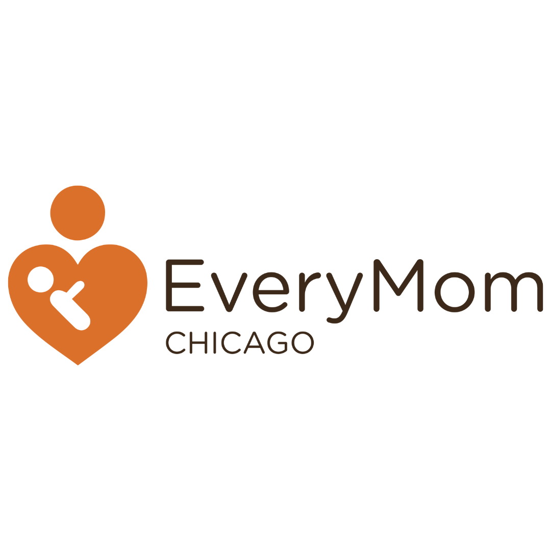 Orange logo: heart shape, silhouette of mother and child, text 