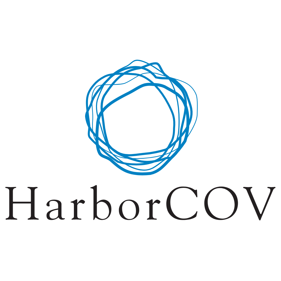 Logo for HarborCOV: Blue, swirling lines above 