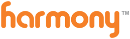 Orange "harmony" logo with a curved font and a trademark symbol.