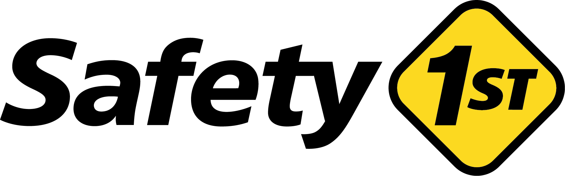 Safety 1st logo in black text with a yellow diamond containing "1st."
