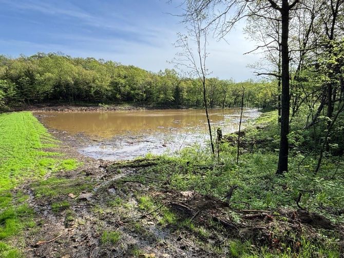 Pond Construction Cameron MO by D&G Construction LLC completed farm pond
