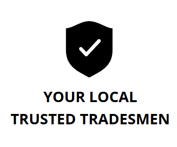 Black shield with a white checkmark, text 